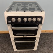 Hotpoint HUG52P Ultima 50cm Double Oven Gas Cooker (Black/White Control Panel)